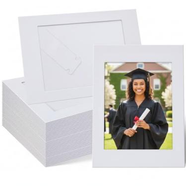 Imagem de Juexica 150 porta-retratos de papel, 10 x 15 cm, com suporte de cavalete de papelão, arte para família, artesanato, decoração de Natal, formatura, casamentos, exibição (branca)