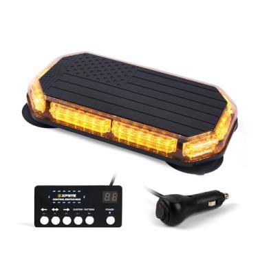 Imagem de Xprite Barra de luz estroboscópica de teto de 42 LEDs com controlador, padrão de bandeira dos EUA, luz piscante, para veículos de construção, caminhões de trabalho (âmbar)