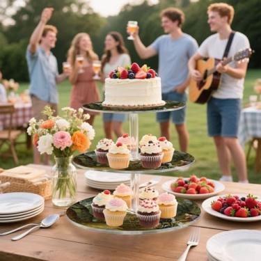 Imagem de Rubens Prints Miracle Saint Hubert Tea Party Cupcake Stand 3 camadas acrílico copo bolo torre expositor suportes de sobremesa decorações de mesa para festa chá de bebê mesa