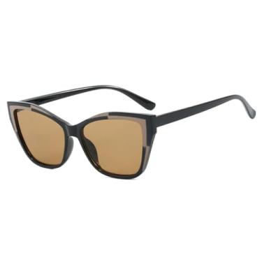 Imagem de Óculos de Sol Feminino e Masculino Candy Colors Gradient Cat Eye com Proteção UV400 para Esportes ao Ar Livre, Corrida e Ciclismo, Cor Chá Preto