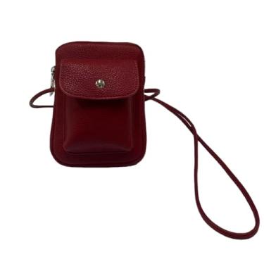 Imagem de YONBEN Bolsa tiracolo de nylon para celular, acessório elegante com alça ajustável, Vermelho Pu/Encore