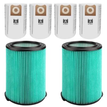 Imagem de Filtro VF6000 para aspirador de pó Ridgid Shop Vac, 5-20 galões, filtro HEPA de 5 camadas para WD5500 WD0671 WD6425 WD7000 (pacote com 2 filtros VF6000 + 4 pacotes VF3502 sacos)