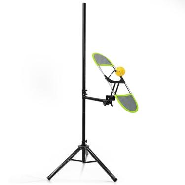 Imagem de WAOPSO Pickleball Topspin Trainer, ferramenta de prática de tênis e pickleball com ângulos de 360° e ajuste de altura, equipamento portátil de treinamento de bola de pickle design sem pick-up para