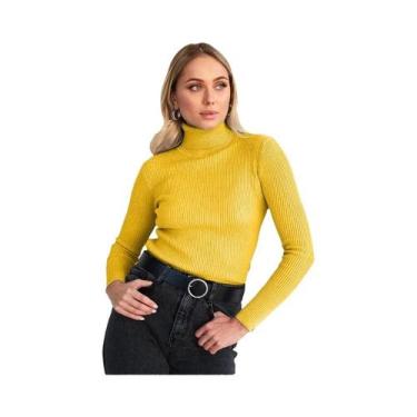Imagem de Suéter Feminino De Gola Alta Em Malha Macia E Quente, Ajuste Slim, Ver