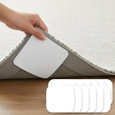 Imagem de 12 peças de fita adesiva para tapetes antiderrapantes para pisos e azulejos, adesivos reutilizáveis de fita adesiva dupla face