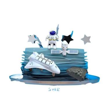 Imagem de Topper De Bolo Astronauta Foguete 3d Topo Festa Aniversário - Lazer e 