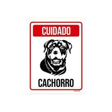 Imagem de Kit 3 Placas Cuidado Cachorro Rottweiler 1 - Sinalizo.Com