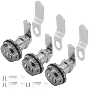 Imagem de Viiwahol Fechadura de armário com combinação de números, trava de câmera combo de 3,5 cm para armário/armário de arquivos, fechadura de gaveta de mesa sem chave (arma preta, pacote com 3)