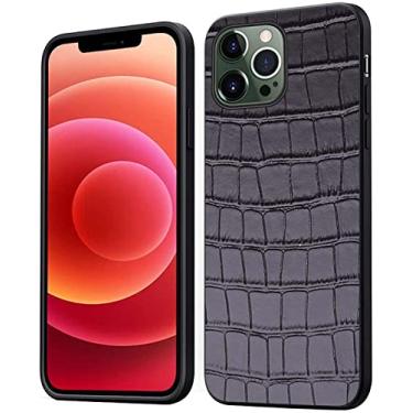 Imagem de MAALYA Capa para Apple iPhone 14 Plus (2022) 6,7 polegadas, capa traseira de couro com padrão de crocodilo totalmente envolto [proteção de tela e câmera] (Cor: Preto)