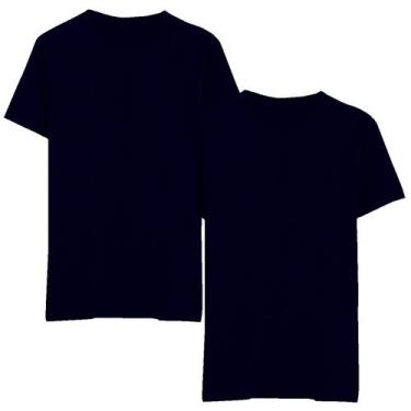 Imagem de Kit 2 Camisetas Masculina Lisa Resistente Azul Marinho Moda - W2 Store