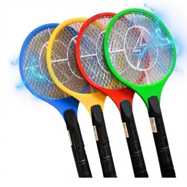 Imagem de Raquete Mata Mosquito Elétrica Recarregável Bivolt Sem Fio | Modelo CRS-8055 | Eficaz contra Mosquitos, Pernilongos e Moscas | Uso Doméstico | Certificação INMETRO | Cores Sortidas | 50cm x 21cm