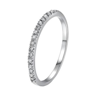 Imagem de Anel De Noivado Feminino Fofo Com Micro Pavê De Cristal CZ Cor Prata J