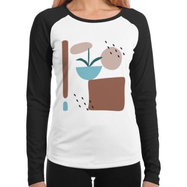 Imagem de Baby Look Raglan Vaso de Planta Minimalista Abstrato Manga Longa - Foc