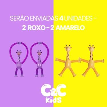 Imagem de Kit 4 girafas estica e gruda melman pop it tubo tiktok com luz brinque