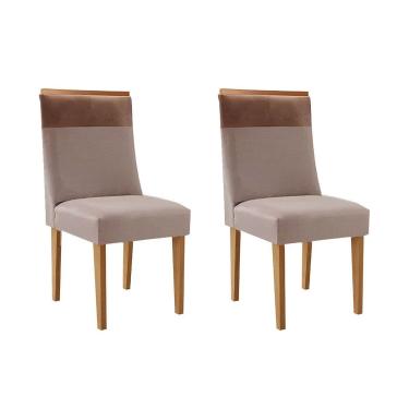 Imagem de Cadeira Sala de Jantar Jaspe Kit 2 Un Madeira Capuccino/Linho Capuccino/Corano Capuccino - Rufato