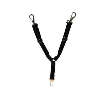 Imagem de Cinto Segurança Duplo Pet Cachorro Gato Animais de Estimação Ajustável, Proteção para Viagem com Pets(Preto)