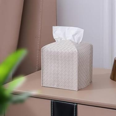 Imagem de Caixa de lenços de couro PU, posse quadrada de lenços para casa, escritório e banheiro – Possuidor de toalhas de papel moderno e elegante