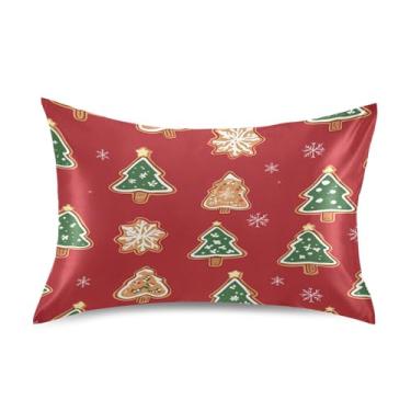 Imagem de Blueangle Fronha de cetim de biscoito de gengibre para cabelo e pele, fronha de seda, tamanho padrão (50,8 x 66 cm) - Capas de travesseiro de cetim refrescantes com fecho de envelope (83)