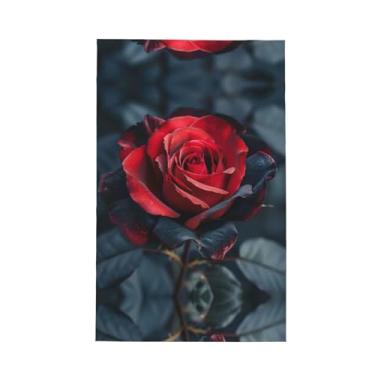 Imagem de XLLingL Toalhas de cozinha com estampa de rosa vermelha e preta, panos de prato de microfibra, para decoração e limpeza de cozinha - 1 peça