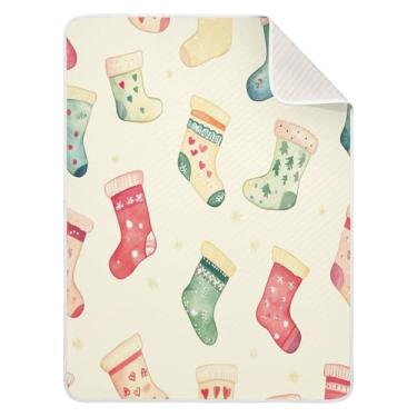 Imagem de Blueangle Meias de Natal Cobertores de bebê para berço, soneca, 76 x 101,6 cm, quentes, aconchegantes, macios, cobertores unissex para meninos, meninas, crianças, bebês (575)