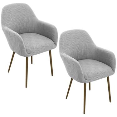 Imagem de Eco-Ancheng Capas de cadeira, costas curvadas, para cadeiras de jantar, com destaque, capas de poltrona, jacquard, giratória, 2 peças, capa para cadeira de escritório, sala de estar, vaidade, quarto