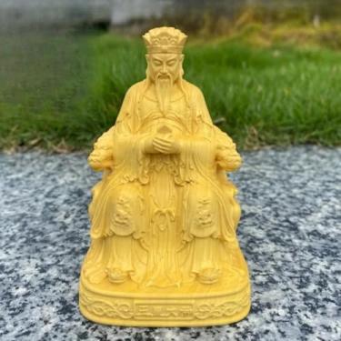 Imagem de FENNYYAR Estátua do Imperador de Jade de Buxo Esculpida à Mão Feng Shui, 10 cm 9,9 cm, Escultura Decoração de Casa Ornamento de Altar