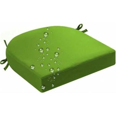 Imagem de Almofadas para cadeiras de exterior com amarras, formato em U, para uso em móveis de pátio e mesas de jantar.