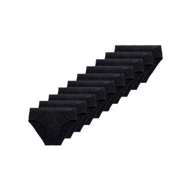 Imagem de Kit com 10 Cuecas Slip Lupo 485-003, Preto, P