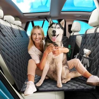 Imagem de AMZENTIALS - Capa de assento de carro para cachorro para banco traseiro, rede de cachorro para carro, impermeável com abas laterais, extensor de assento traseiro para cães, capa de assento traseiro