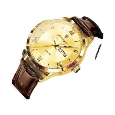 Imagem de Relógio De Quartzo Masculino À Prova d'Água Em Couro Luminosa Com Data