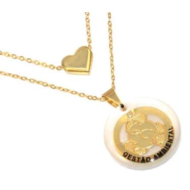 Imagem de Colar Cordão Duplo Profissão Gestão Ambiental Folheado 18k - Milena Fo