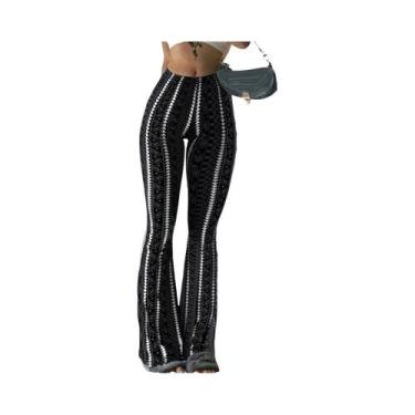 Imagem de Calças Casuais Femininas Estilo Retrô Com Estampa, Corte Slim Fit, Mod