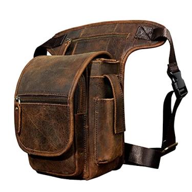 Imagem de Bolsa para caminhada e ciclismo, bolsa de cintura multifuncional, bolsa de perna de motocicleta, genuína, PU, casual, mensageiro, bolsa de ombro, moda, multifunções, bolsa de cintura, Marrom, One Size