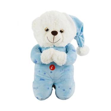 Imagem de Urso Pijama Azul Reza 36cm Pelúcia - Fofy Toys