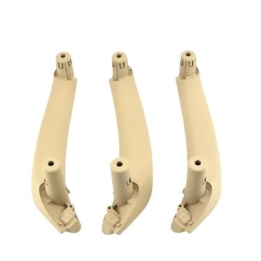 Imagem de Compatível com bmw f25 f26 x3 x4 2011-2017 preto bege cor de fibra de carbono porta lateral esquerda interior alça puxar guarnição(LHD-3Pcs-Beige)