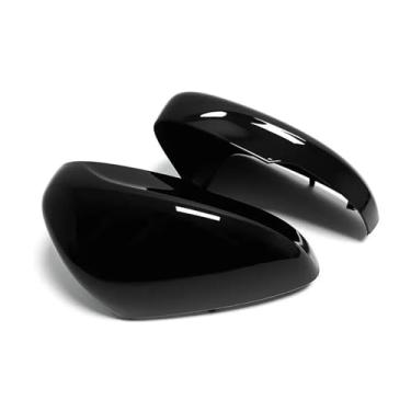 Imagem de Lhd retrovisor lateral espelho capa asa substituição porta exterior caso vista traseira guarnição de fibra de carbono Compatível com ford focus mk4 2019-2023(Gloss Black)