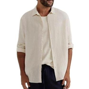 Imagem de Camisa Masculina Hering ML Slim Linho Bege - LZ481ASI-Masculino