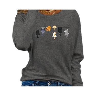 Imagem de Camiseta Feminina De Manga Longa Com Estampa De Lábios Vermelhos, Algo