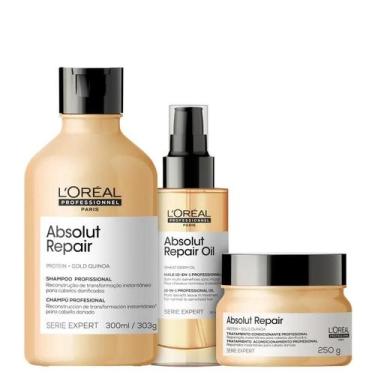 Imagem de Kit LOréal Absolut Repair - Shampoo 300ml + Máscara 250g + Óleo 10-in-