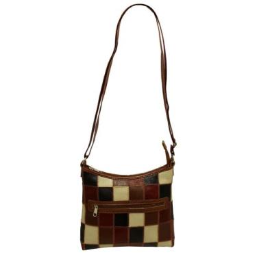 Imagem de Bolsa Retalhos Couro Feminina Transversal Blsr188 - Doras Bolsas, Colo