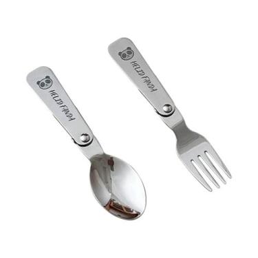 Imagem de Conjunto De Garfo E Colher Portátil De Aço Inoxidável Para Piquenique 