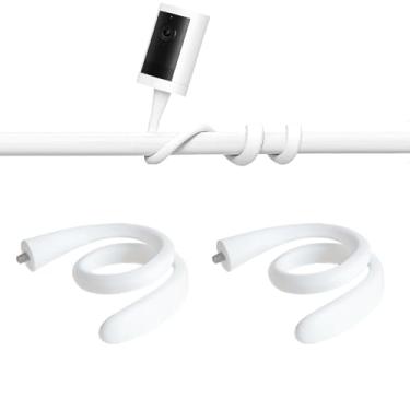 Imagem de SZJKC Suporte giratório flexível para câmera de segurança Ring, suporte espiral ajustável branco, instalação sem broca, pacote com 2