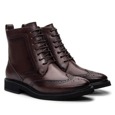Imagem de Bota Coturno Feminina em Couro Estilo Brogue Casual-Feminino