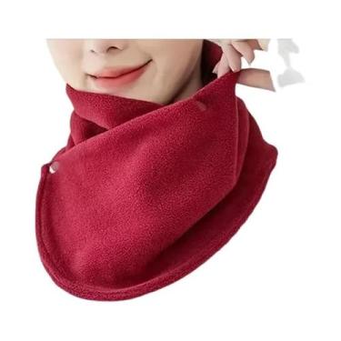 Imagem de Cachecol Feminino De Inverno Quente Em Lã De Cordeiro, Gola Protetora 