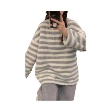 Imagem de Pijamas Femininos De Tamanho Grande Em Flanela Grossa E Quente Com Lis