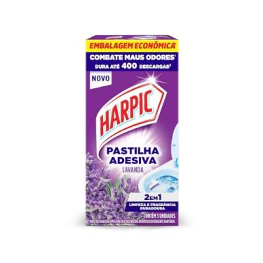 Imagem de Harpic Pastilha Adesiva Power 2 em 1 Limpador e Aromatizador Sanitário Lavanda 3 unidades