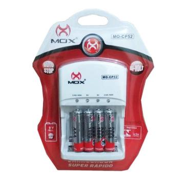 Imagem de Carregador de Pilhas e Baterias com 4 Pilhas AAA 1000 Mah Mox CP52