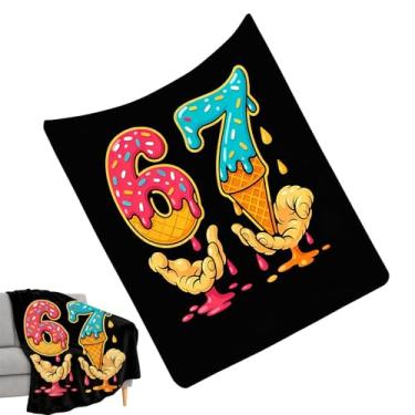 Imagem de Cobertor quente - colcha de flanela macia, cobertor engraçado com tema de sorvete, para adultos, adolescentes, mulheres, Natal, aniversário, inverno, quarto, sofá, decoração de sofá