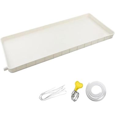 Imagem de Bandeja coletora portátil CA - Bandeja de drenagem de condensado de plástico com kit de drenagem para sistemas de ar condicionado e bomba de calor divididos interno/externo (mangueira de 1-2p, 5m
