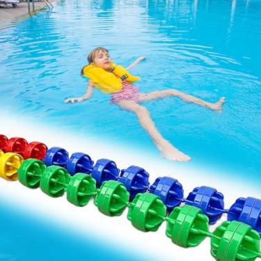 Imagem de Linha de pista divisória de segurança para piscina flutuante - flutuadores de corda de piscina de 5 a 9 metros, boias duráveis com forte flutuabilidade (corda de nylon, 7,6 m) para separação segura da